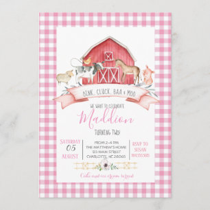 farm birthday invitation, girl farm party invitation