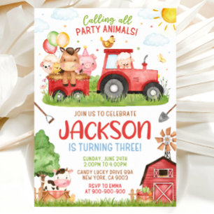 Farm Birthday Invitation, Red Barnyard Invitation