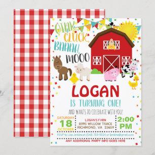 Farm Birthday Invitation - White
