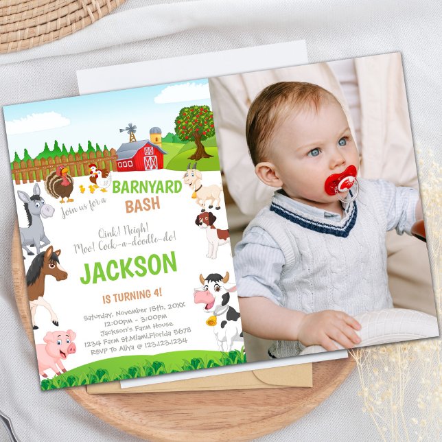 Farm Birthday Invitations with photo (Farm Birthday Invitations with photo)