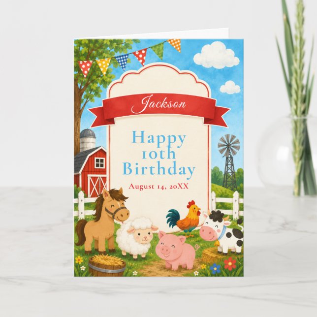 Farm Birthday Party Card (Front)