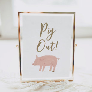 Farm Birthday Party Pig Out Dessert Table Sign