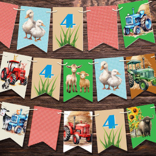 Farm Birthday Party Tractors Animals Bunting
