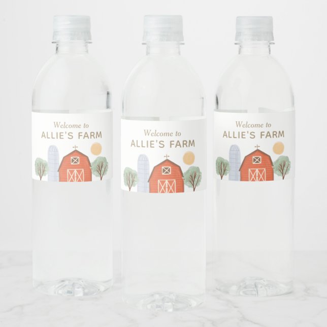 Farm Birthday Party Water Bottle Label (Bottles)