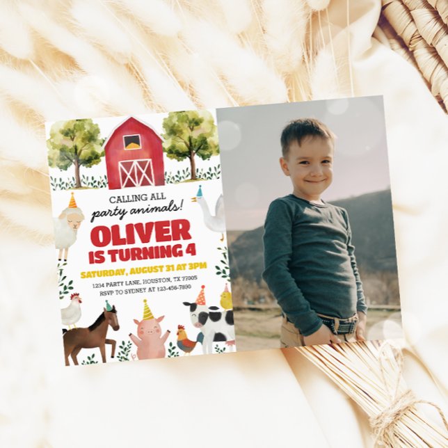 Farm Birthday Photo Invitation (Creator Uploaded)