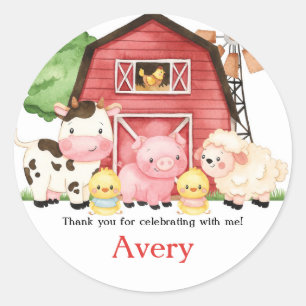 Farm Birthday Thank You Sticker, Favor Sticker