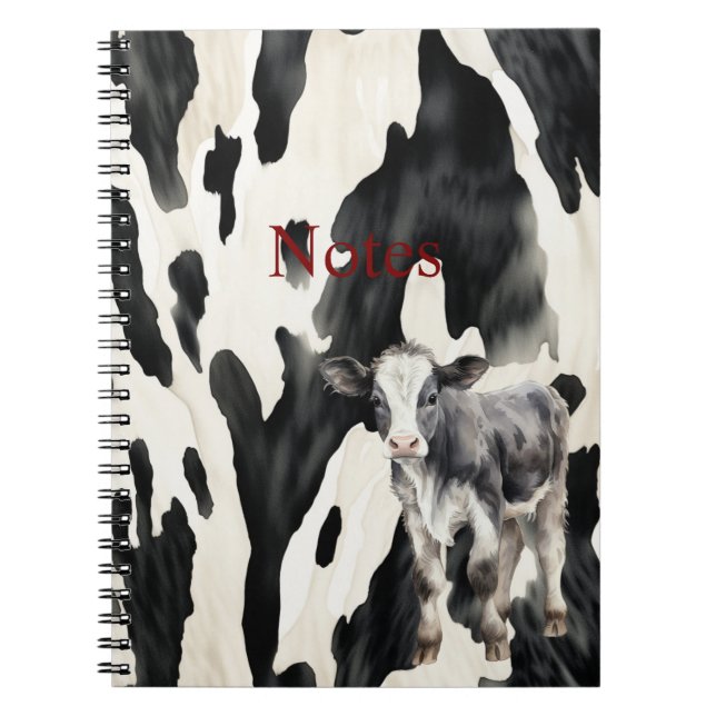 Farm Black White Cow  Notebook (Front)