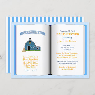 Farm Book Theme Baby Shower Invitation