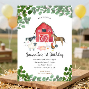 Farm Boy Birthday Invitation Greenery
