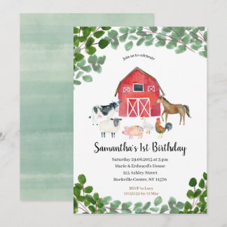 Farm Boy Birthday Invitation Greenery