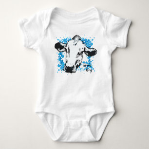 Farm Boy Blue Cow Baby Bodysuit