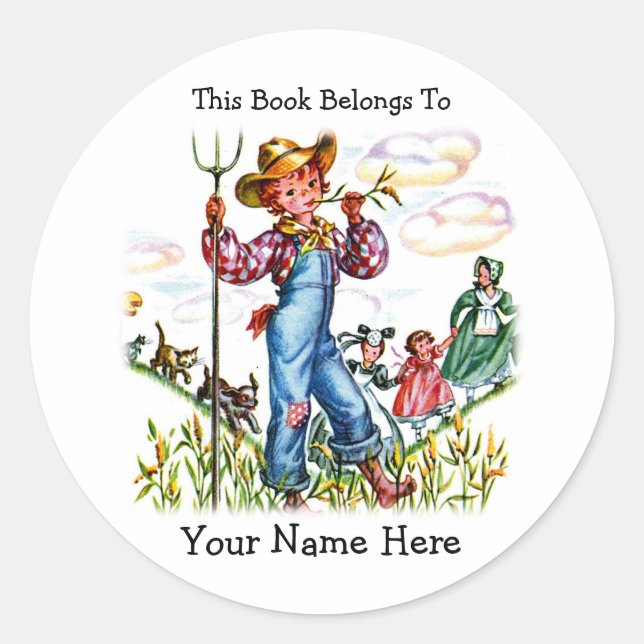 Farm Boy Bookplate Sticker (Front)