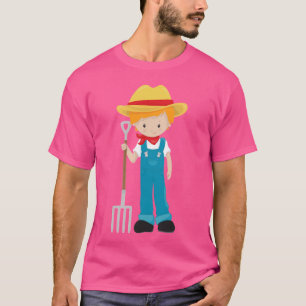 Farm Boy, Cute Boy, Orange Hair, Farmer Boy, Rake T-Shirt