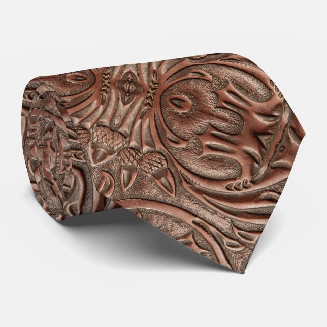 Farm Brown Cowboy Rustic Western Country Pattern Tie (Rolled)