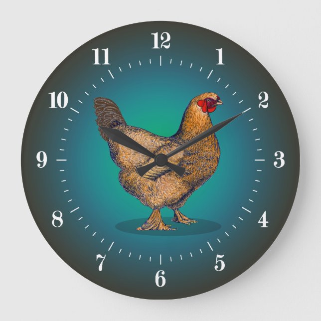 Farm Brown Hen Chicken Large Clock (Front)
