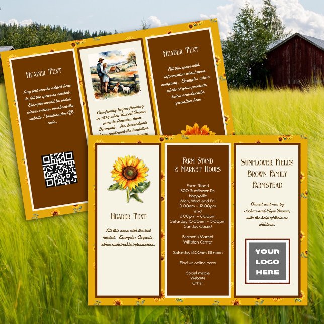 Farm Business Folded Brochure Logo, QR Code (Creator Uploaded)