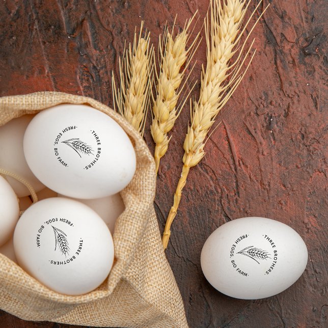 Farm Business Name Product Information Round Egg  Rubber Stamp (Creator Uploaded)