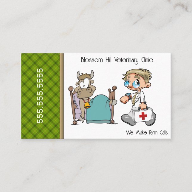 Farm Call Funny Cow Veterinary Clinic Business Card (Front)
