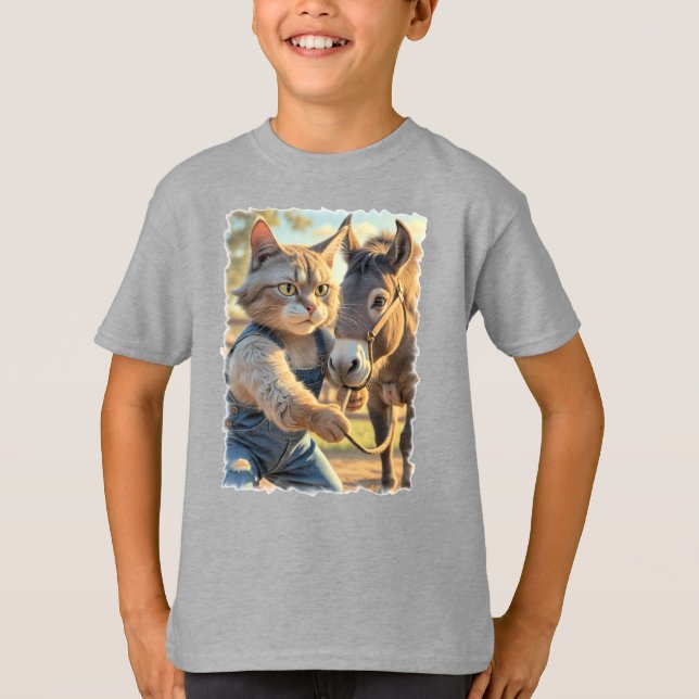 Farm Cat with donkey! T-Shirt (Front)