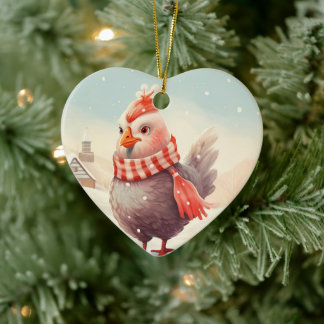 Farm Chicken Animal, Kawaii Cute Pet Lover Gift Ceramic Tree Decoration