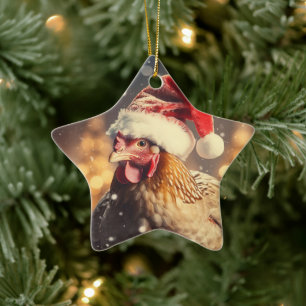 Farm Chicken Animal, Kawaii Cute Pet Lover Gift Ceramic Tree Decoration