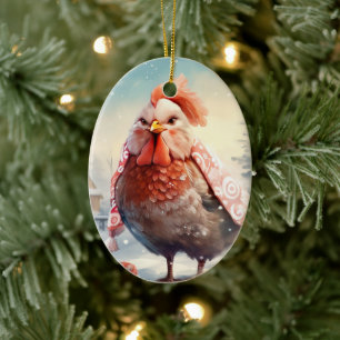 Farm Chicken Animal, Kawaii Cute Pet Lover Gift Ceramic Tree Decoration