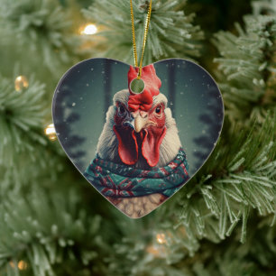 Farm Chicken Animal, Kawaii Cute Pet Lover Gift Ceramic Tree Decoration
