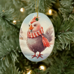 Farm Chicken Animal, Kawaii Cute Pet Lover Gift Ceramic Tree Decoration