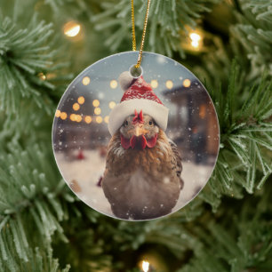 Farm Chicken Animal, Kawaii Cute Pet Lover Gift Ceramic Tree Decoration