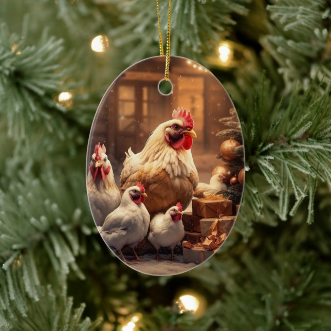 Farm Chicken Animal, Kawaii Cute Pet Lover Gift Ceramic Tree Decoration (Tree)