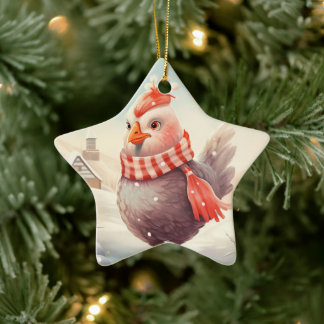 Farm Chicken Animal, Kawaii Cute Pet Lover Gift Ceramic Tree Decoration