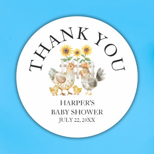 Farm Chicken Baby Shower Thank You Classic Round Sticker