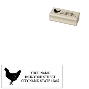 Farm chicken eggs animal silhouette custom address rubber stamp