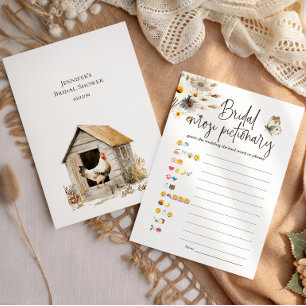 Farm Chicken Emoji Pictionary Bridal Shower Game