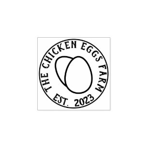 Farm Chicken Fresh logo Egg Rubber Stamp