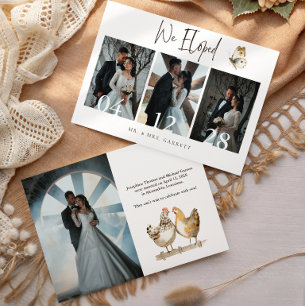 Farm Chicken We Eloped Photo Wedding Announcement