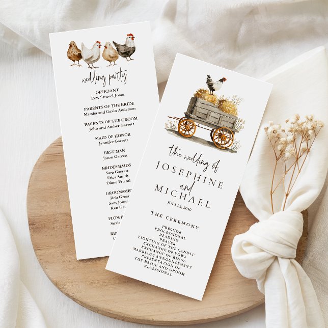 Farm Chicken Wedding Ceremony & Reception Program Programme (Creator Uploaded)