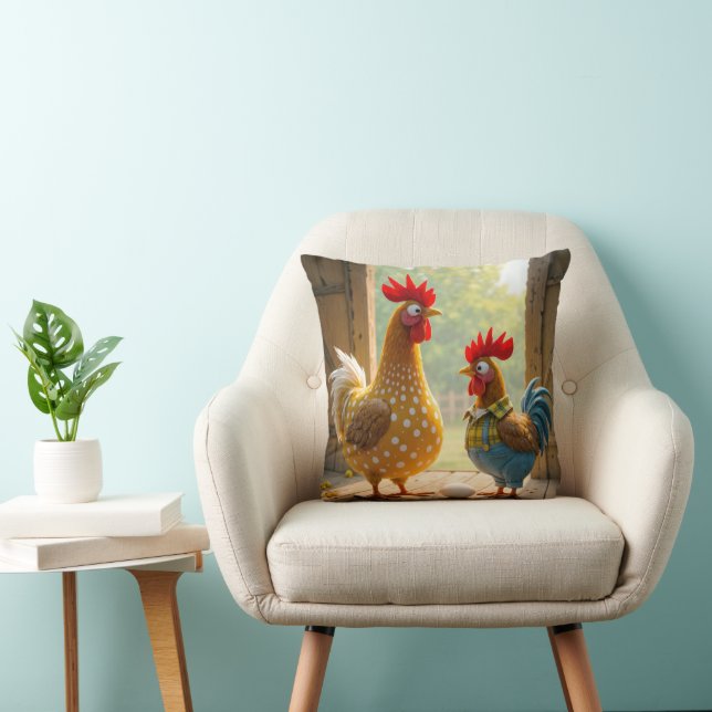Farm Chickens With White Egg Cushion (Chair)