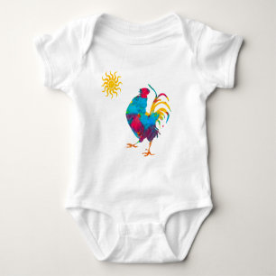 Farm Colourful Pet Rooster Watercolor Baby Bodysuit