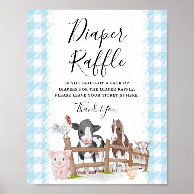 Farm Country Baby Shower Diaper Raffle Sign (Front)