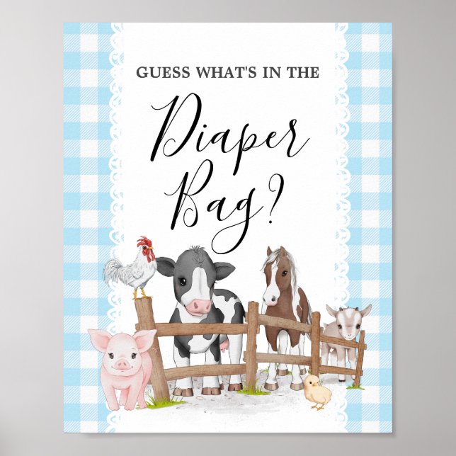Farm Country Baby Shower Guess What's in the Bag Poster (Front)