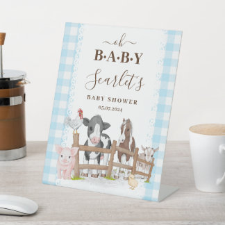 Farm Country Baby Shower Welcome Pedestal Sign