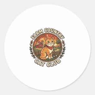 Farm Country Cat Cat Lover Gift - Farm Country Cat Classic Round Sticker