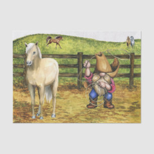 Farm Country Horse Cowboy Gnome Landscape Tissue Paper