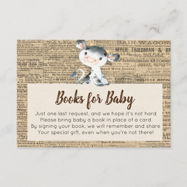 Farm Cow Books for Baby Card (Front)