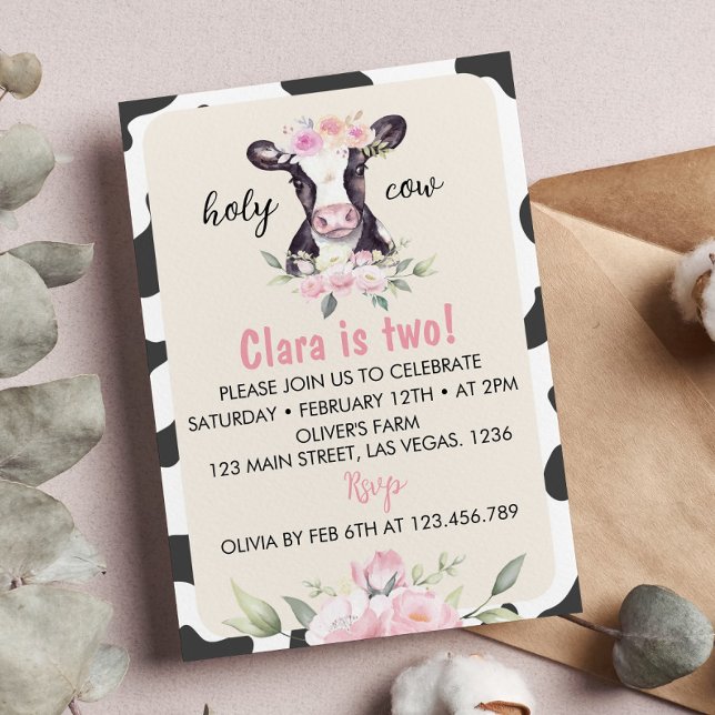 Farm Cow Girl 2nd Birthday Invitation (Creator Uploaded)