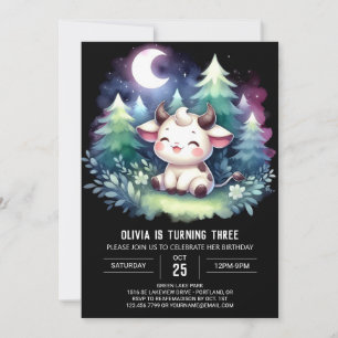  Farm Digital Cow Birthday Invitation