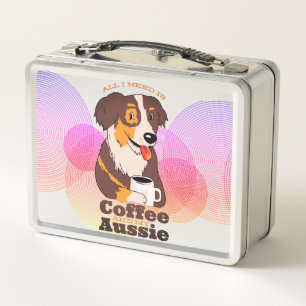 Farm Dog Aussie Shepherd Caffeine Lover Design Metal Lunch Box