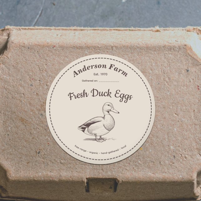 Farm Duck Eggs Label Brown Sticker (Farm Duck Eggs Label Brown Sticker)