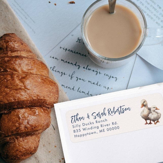 Farm Ducks Return Address Labels Off-white (Creator Uploaded)